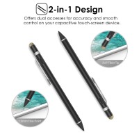 MoKo Universal Active Stylus Pen, Capacitive Fine Point Touch Screen Tablets Stylus Pencil Fit with Apple iPad, iPad Mini/Air/Pro, iPhone, Samsung Galaxy, Touchscreen Devices & Smartphones - Black